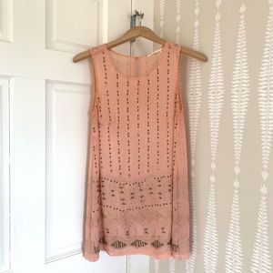 Floreat embroidered and sequined blush top size 2